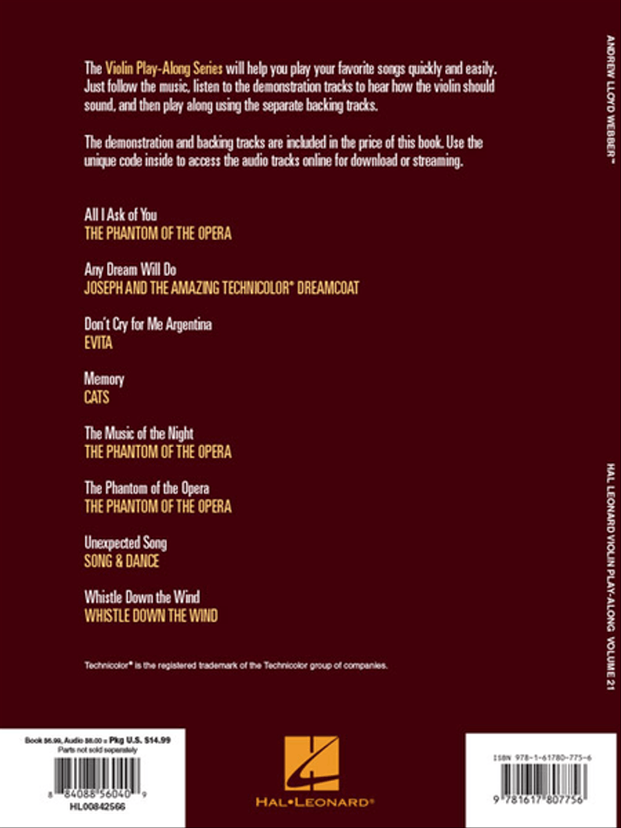 Andrew Lloyd Webber Violin Solo scores gallery preview page 6