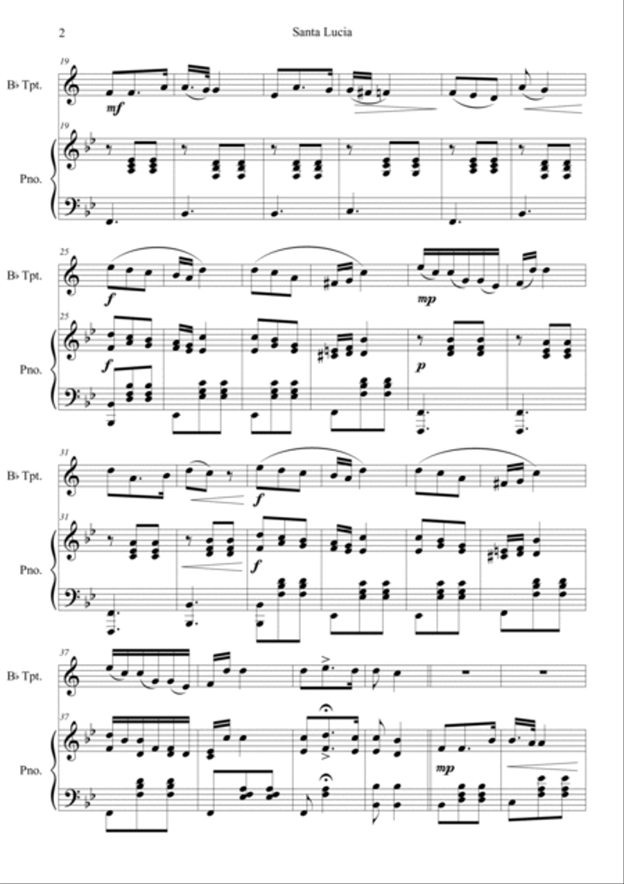 Santa Lucia Trumpet Solo scores gallery preview page 2