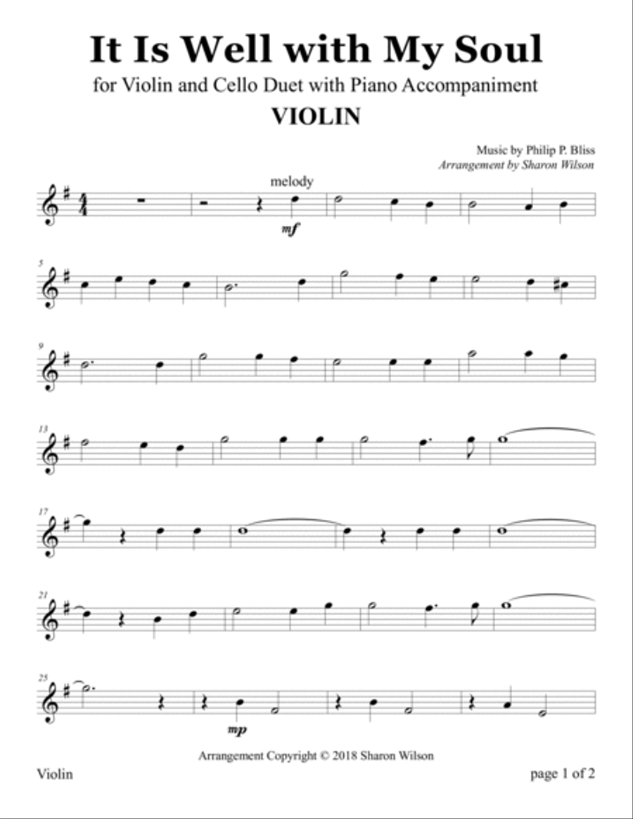 It Is Well (for Violin and Cello Duet with Piano accompaniment) Piano Trio scores gallery preview page 3