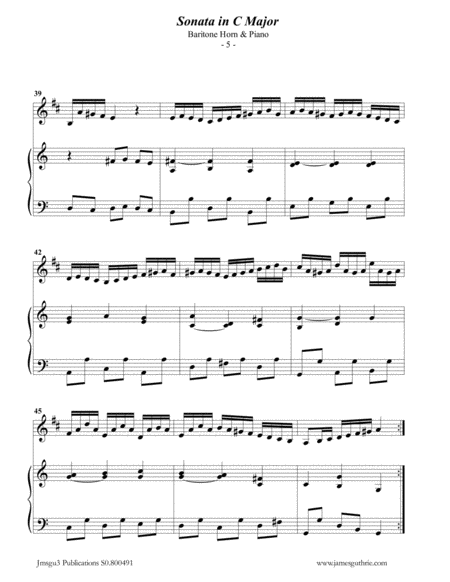 BACH: Sonata BWV 1033 for Baritone Horn & Piano image number null