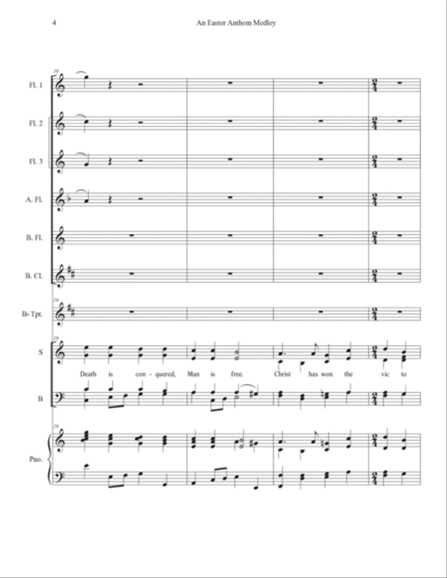 An Easter Anthem Medley for SATB Choir and Flute Ensemble SATB scores gallery preview page 5