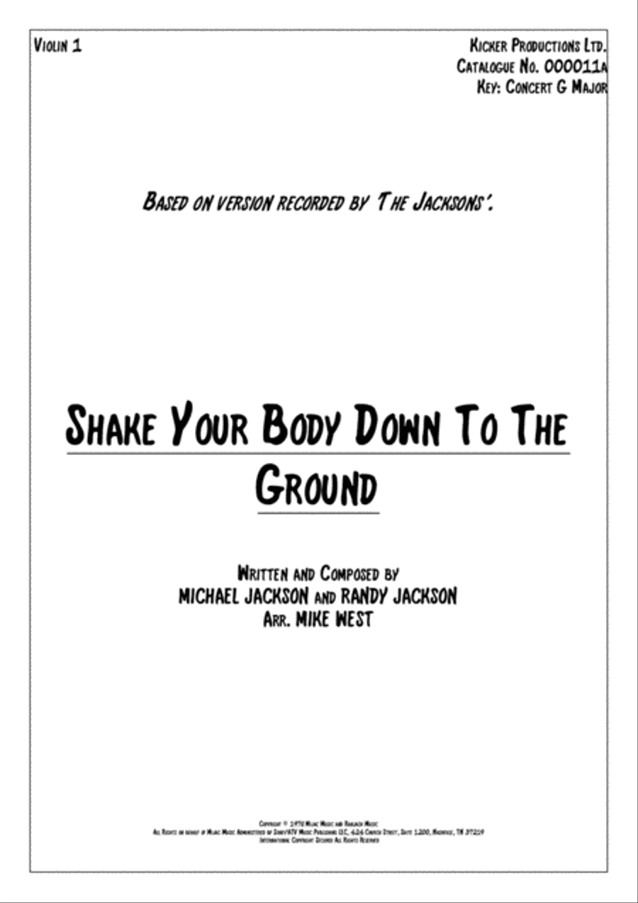 Shake Your Body Down To The Ground String Quartet scores gallery preview page 1