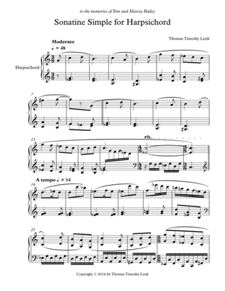 Sonatine Simple for Harpsichord