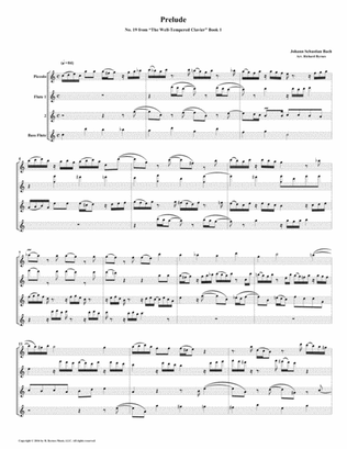 Prelude 19 from Well-Tempered Clavier, Book 1 (Flute Quartet)