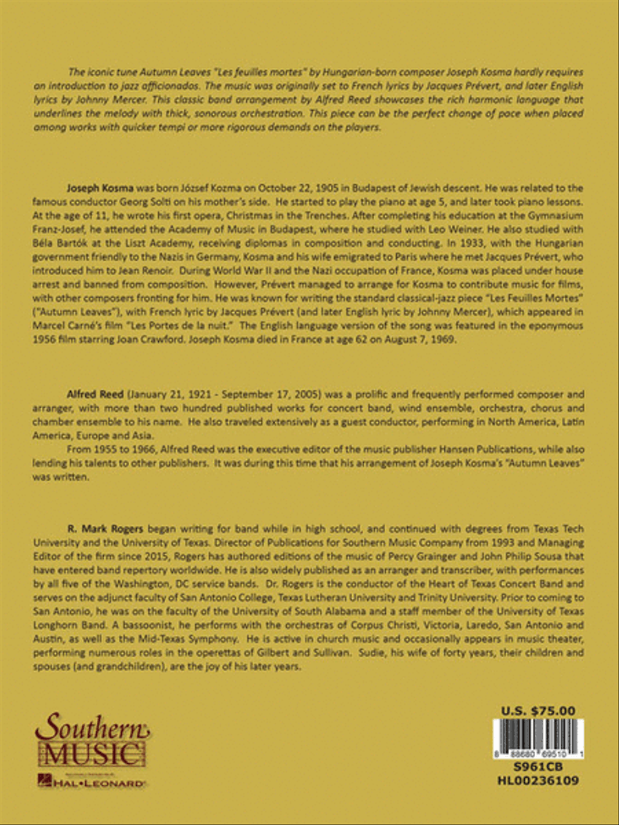 Autumn Leaves (Les Feuilles Mortes) Concert Band scores gallery preview page 5