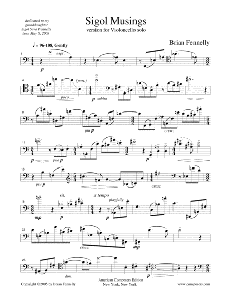 [Fennelly] Sigol Musings (for Cello)