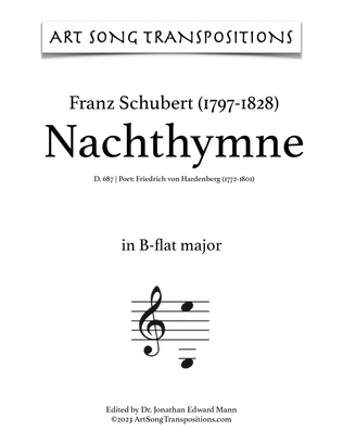 Book cover for SCHUBERT: Nachthymne, D. 687 (transposed to B-flat major)
