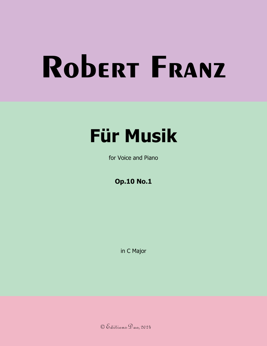 Fur Musik, by Robert Franz, in C Major Voice scores gallery preview page 1
