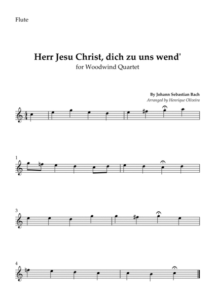 Bach's Choral - "Herr Jesu Christ, dich zu uns wend'" (Woodwind Quartet) image number null