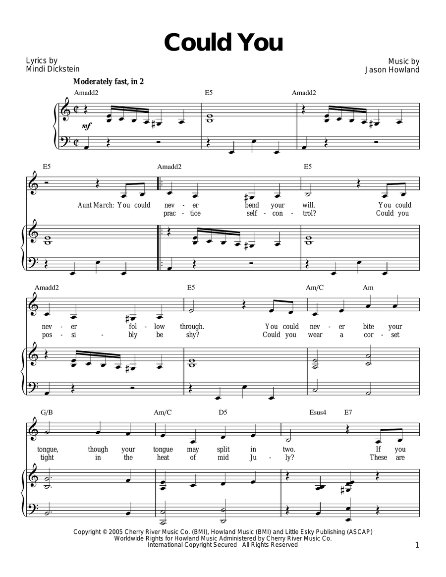 Could You Piano, Vocal, Guitar scores gallery preview page 1