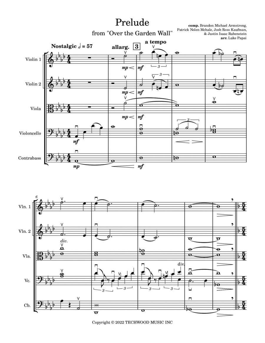 Over The Garden Wall String Orchestra scores gallery preview page 1