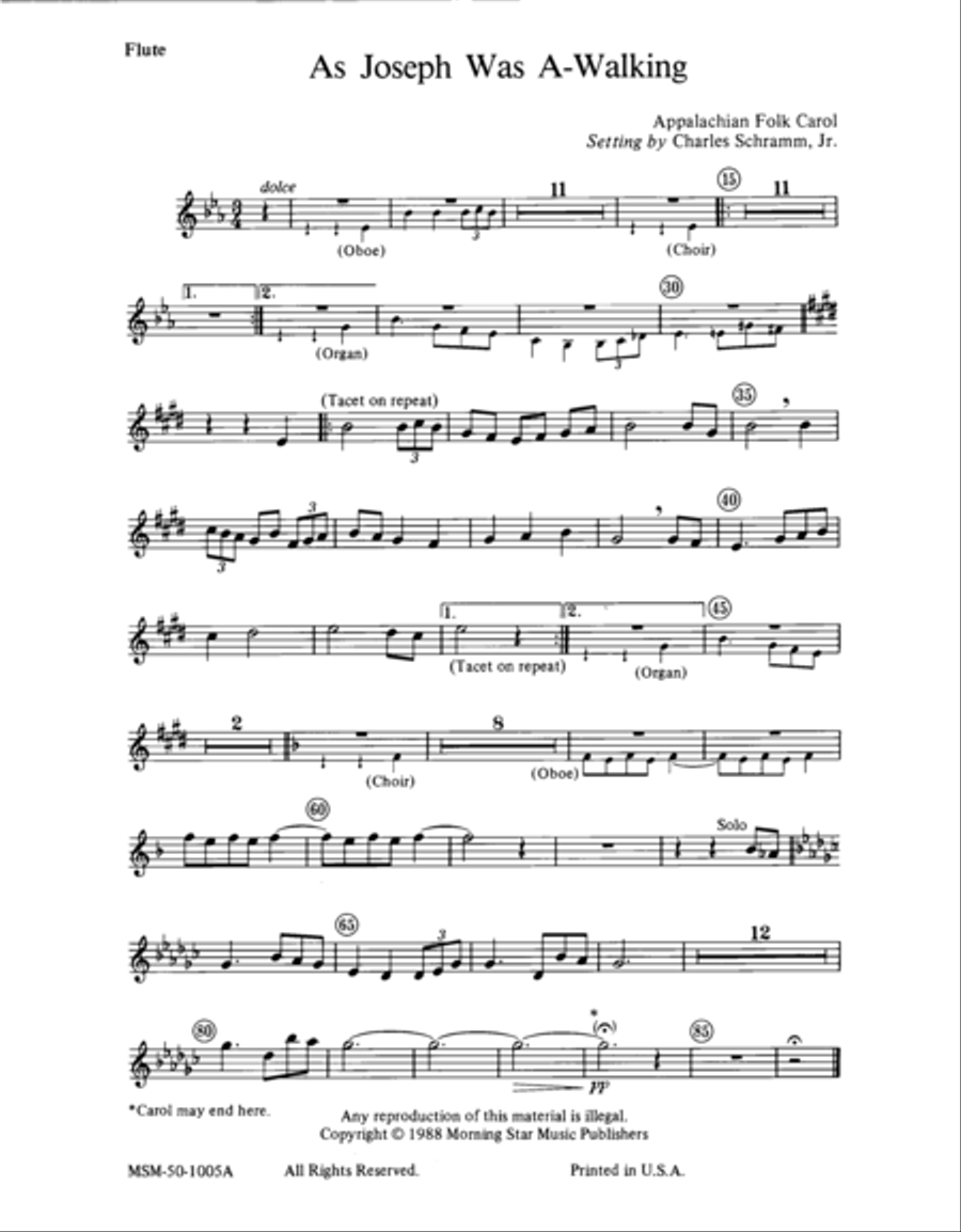 As Joseph Was A-Walking As Joseph Was A-Walking Choir scores gallery preview page 1