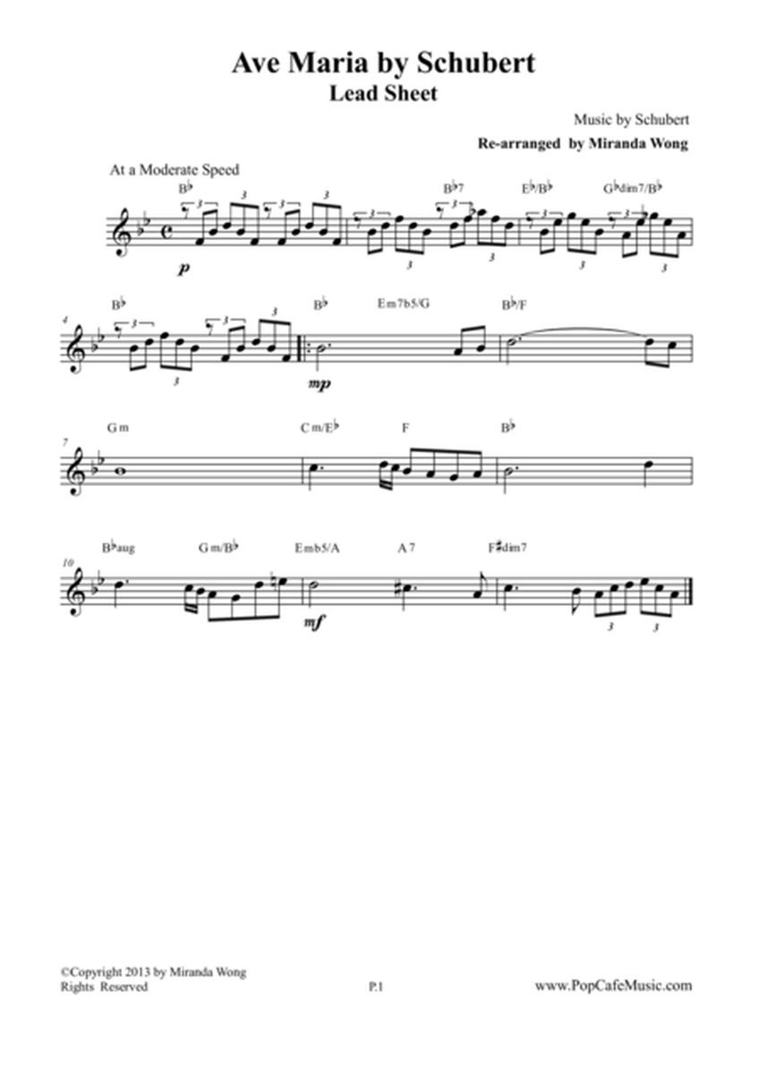 Ave Maria by Schubert - Lead Sheet image number null