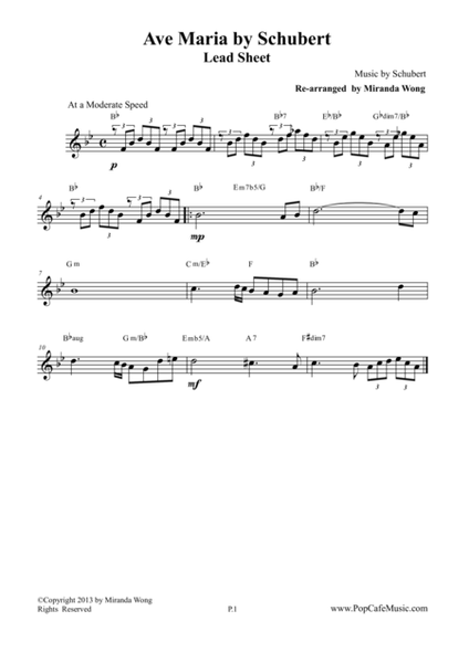 Ave Maria by Schubert - Lead Sheet image number null