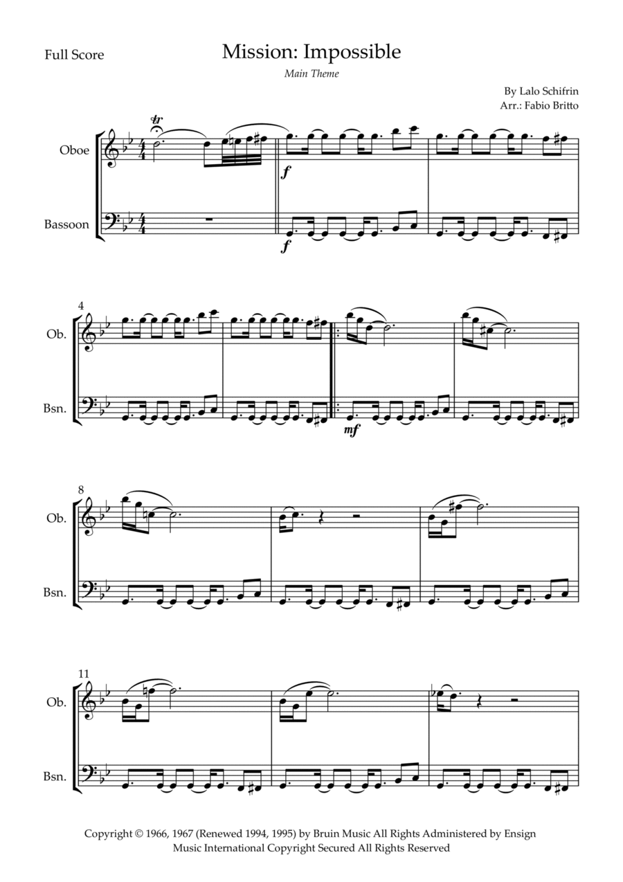 Mission: Impossible Theme Woodwind Duet scores gallery preview page 1