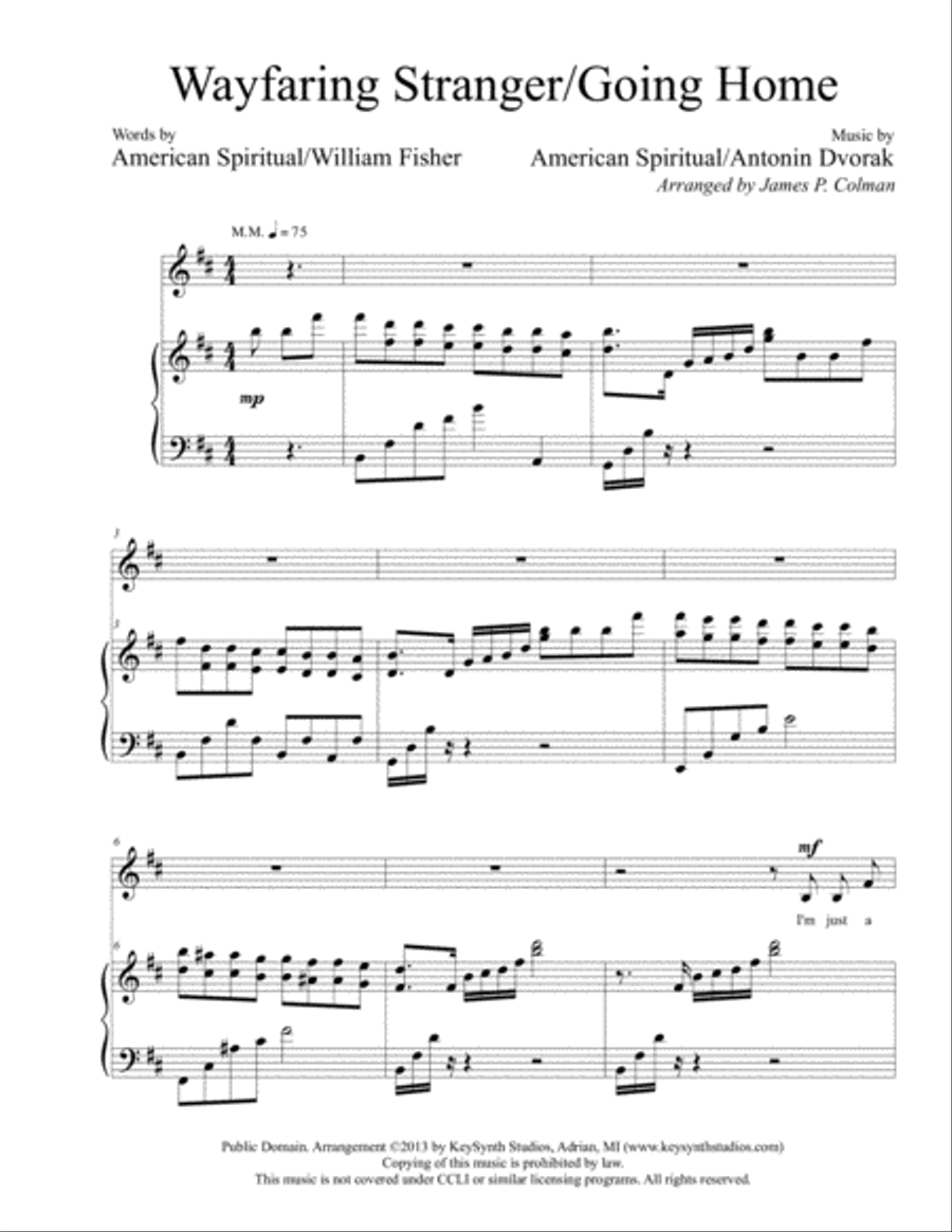 Wayfaring Stranger/Going Home Medley Medium Voice scores gallery preview page 3