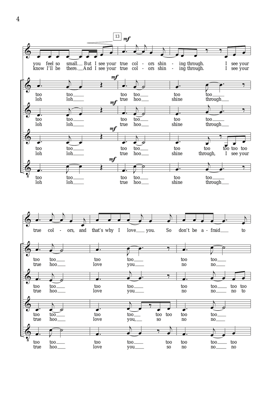 True Colors (arr. Deke Sharon) SSA scores gallery preview page 3