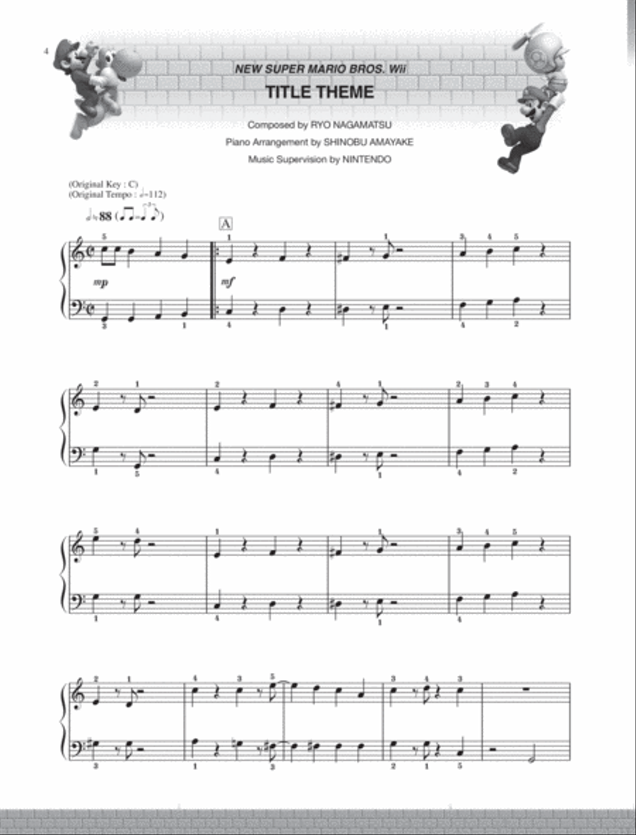 女の子向けプレゼント集結 New Sheet | Music Sheet - Piano Easy - Wii Bros. Mario Super アート・デザイン・音楽