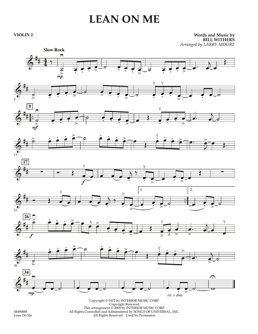 Lean On Me - Violin 2 Violin scores gallery preview page 1