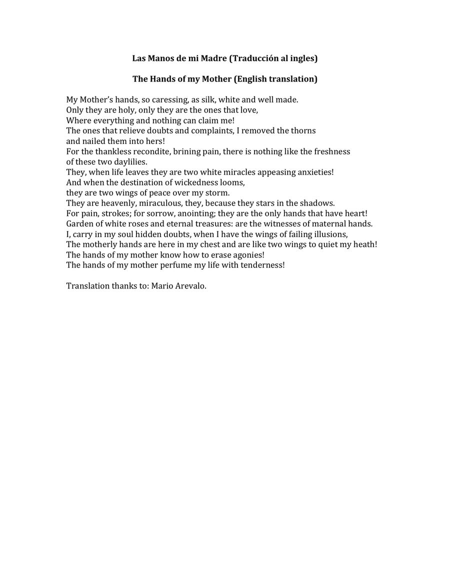 Las Manos de mi Madre (The hands of my mother) Piano, Vocal scores gallery preview page 3