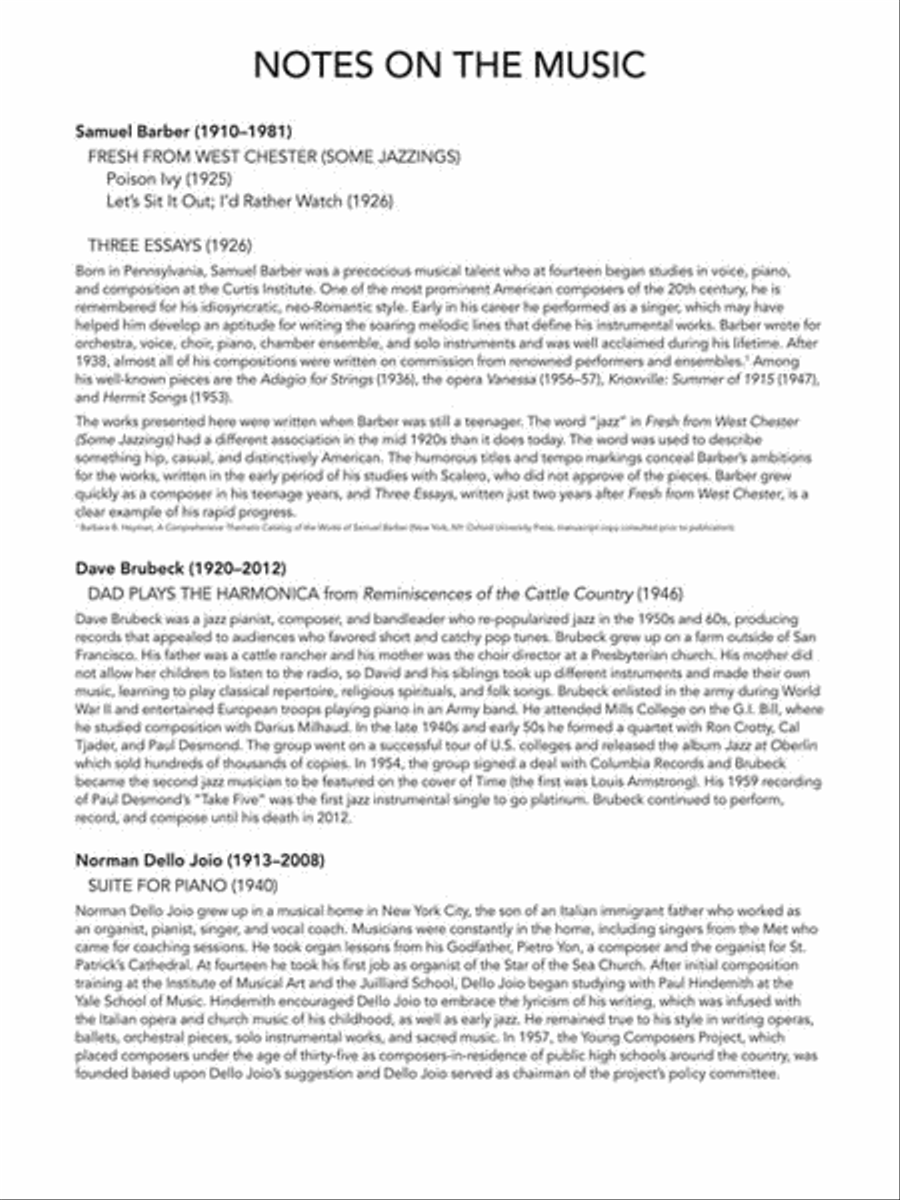 20th Century American Composers - Upper Intermediate Level Piano Piano Solo scores gallery preview page 3