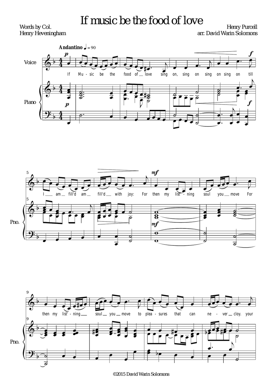 If music be the food of love for low voice and piano Low Voice scores gallery preview page 1