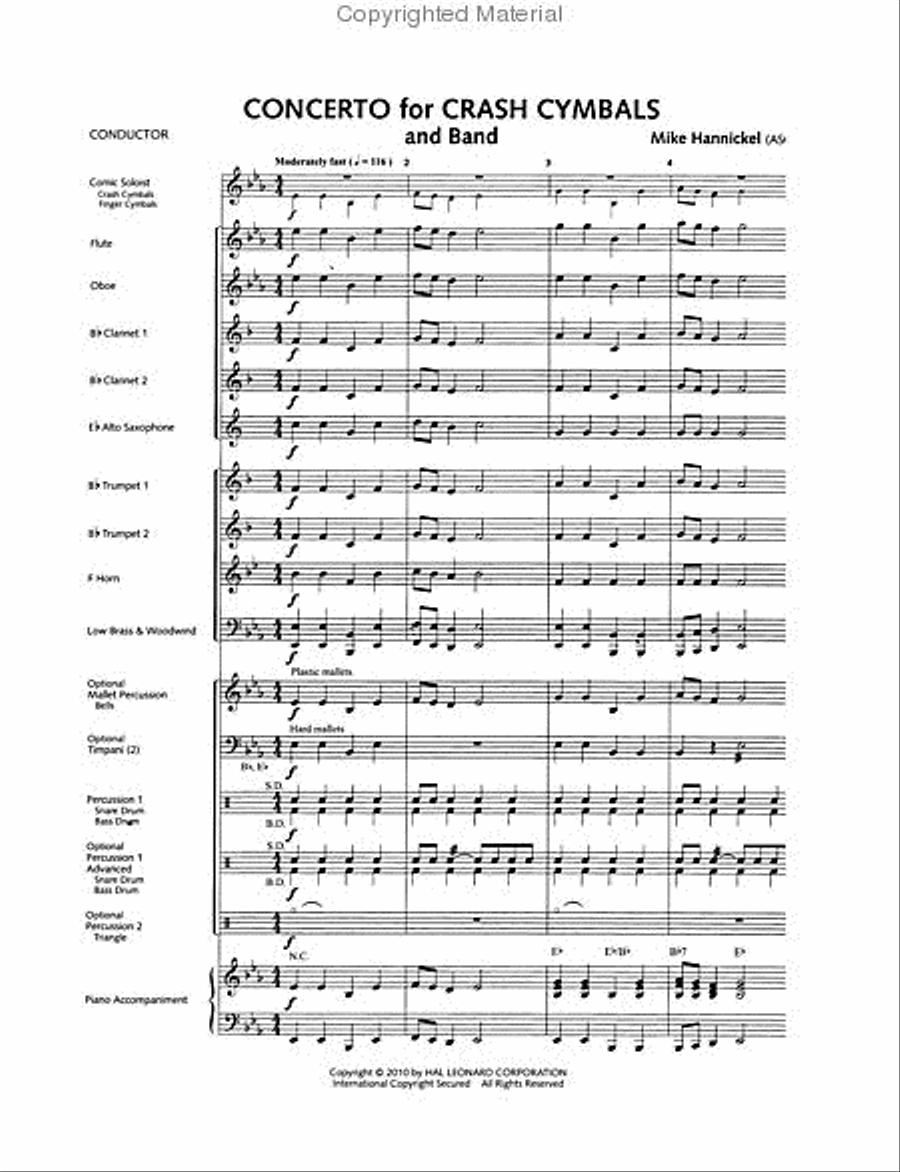 Concerto for Crash Cymbals Concert Band scores gallery preview page 2