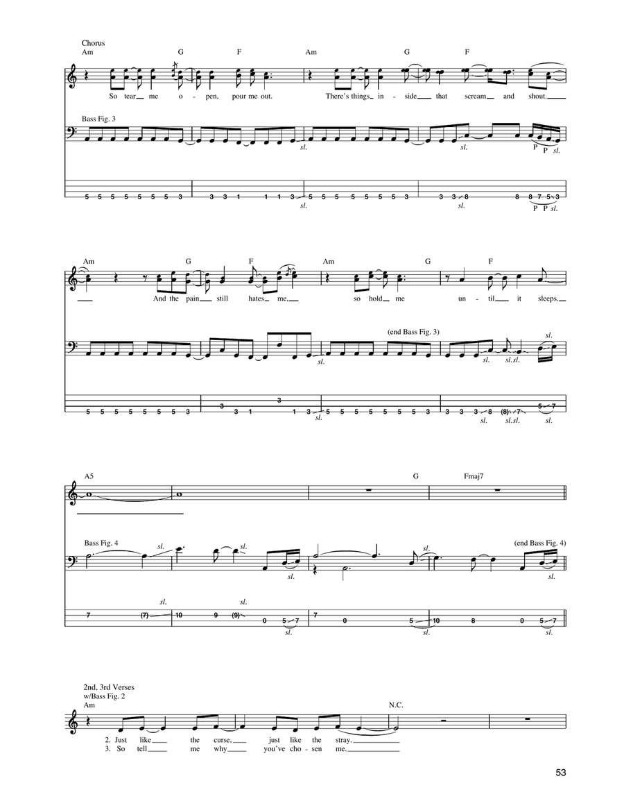 Until It Sleeps Bass Guitar Tablature scores gallery preview page 2