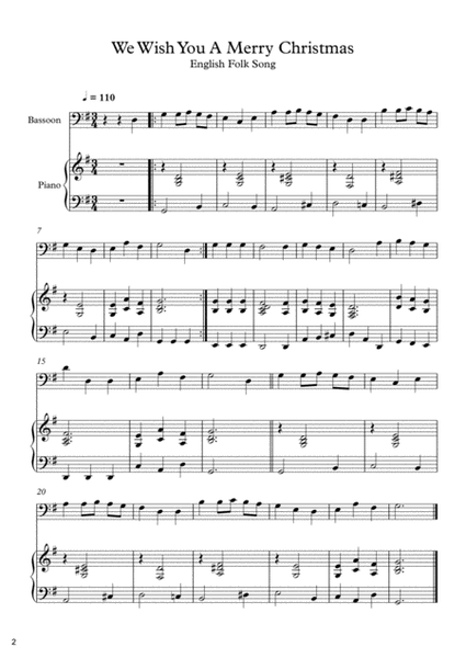 10 Christmas Songs For Bassoon & Piano