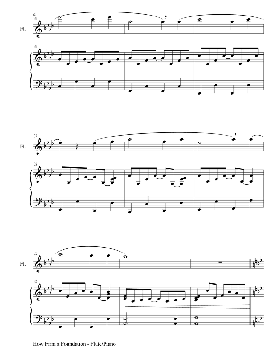 HOW FIRM A FOUNDATION (Flute/Piano and Flute Part) Flute scores gallery preview page 4