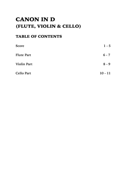 Canon in D (Trio for Flute, Violin and Cello) image number null