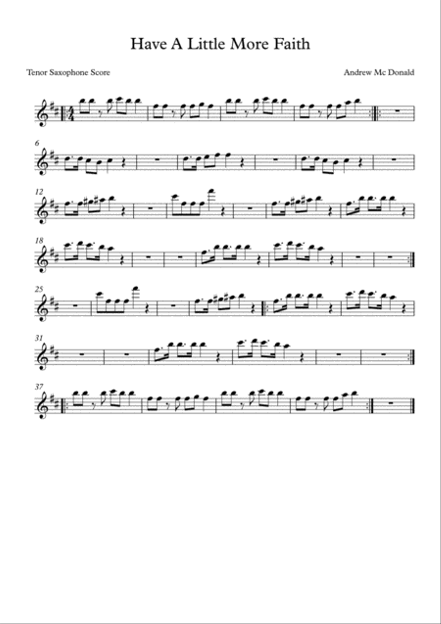 Have a Little More Faith Bb Tenor Saxophone Score Tenor Saxophone scores gallery preview page 1