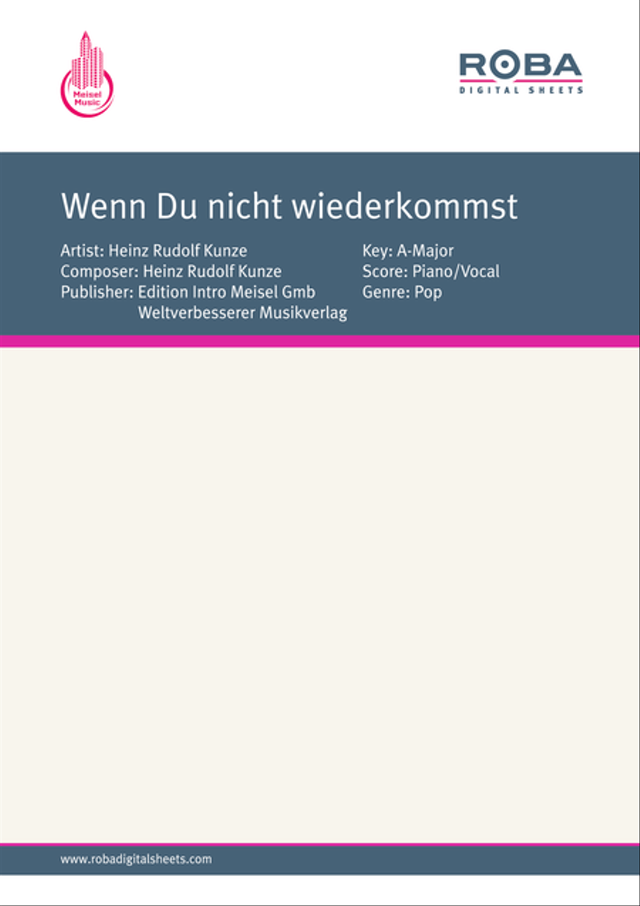 Wenn Du nicht wiederkommst Piano, Vocal scores gallery preview page 1