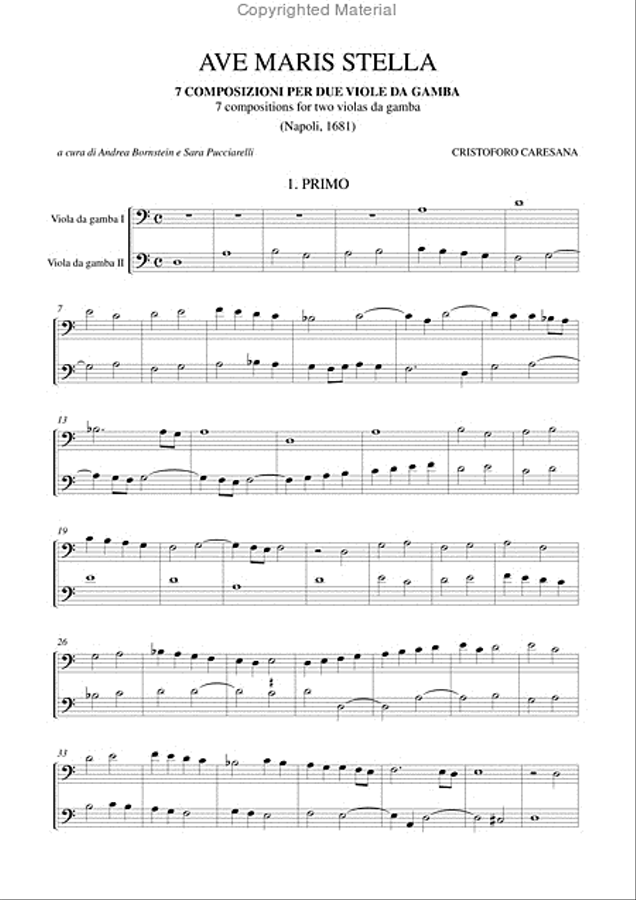 Ave Maris Stella. 7 Compositions (Napoli 1681) for 2 Viols Viola scores gallery preview page 2