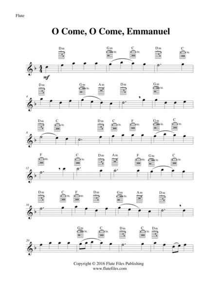 O Come, O Come, Emmanuel - Flute Solo with Guitar Chords image number null
