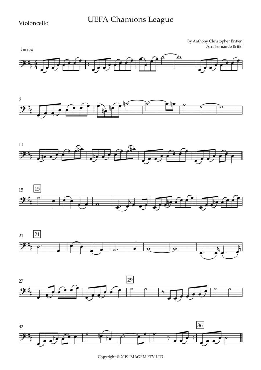 Uefa Champions League Team Cello Solo scores gallery preview page 1