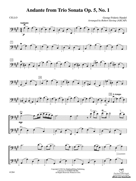 Andante from Trio Sonata Op. 5, No. 1: Cello