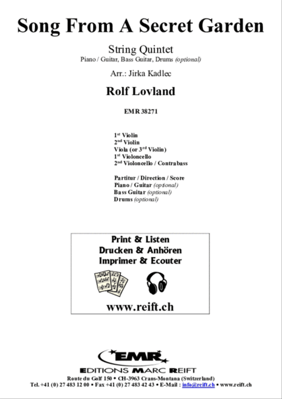 Song From A Secret Garden by Rolf Lovland String Quintet - Sheet Music page 2