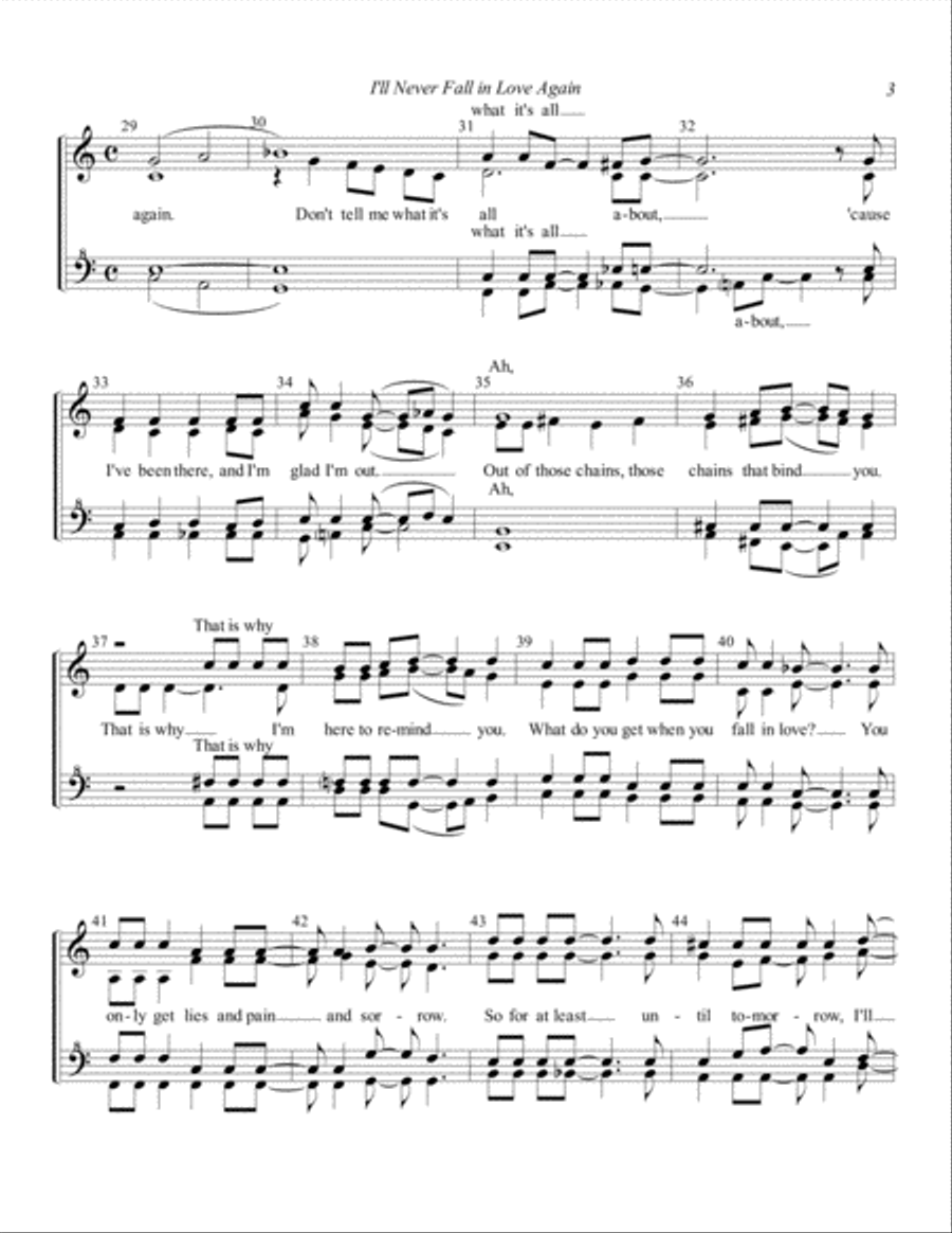 I'll Never Fall In Love Again SSAA scores gallery preview page 3