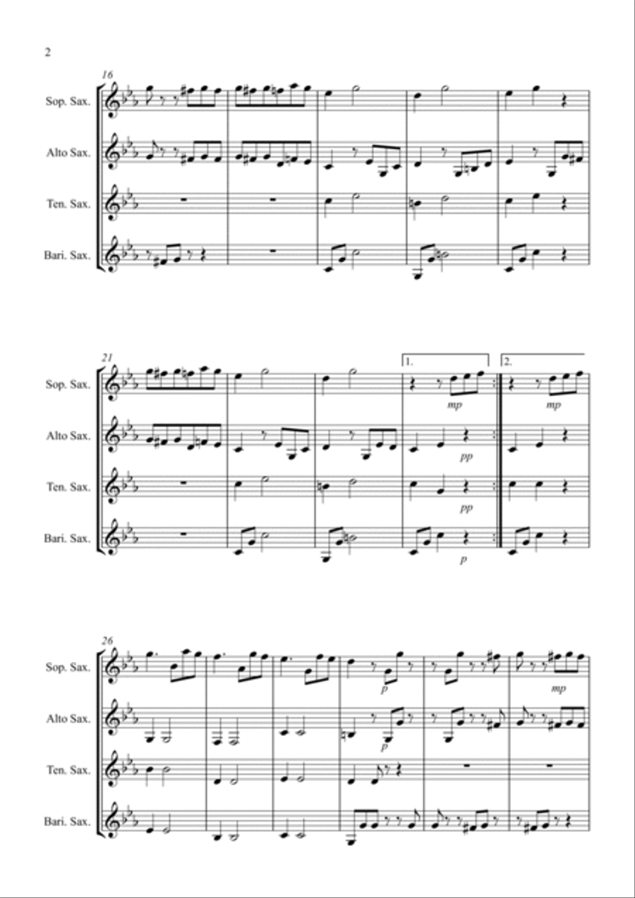 Fur Elise for Saxophone Quartet Saxophone Quartet scores gallery preview page 2