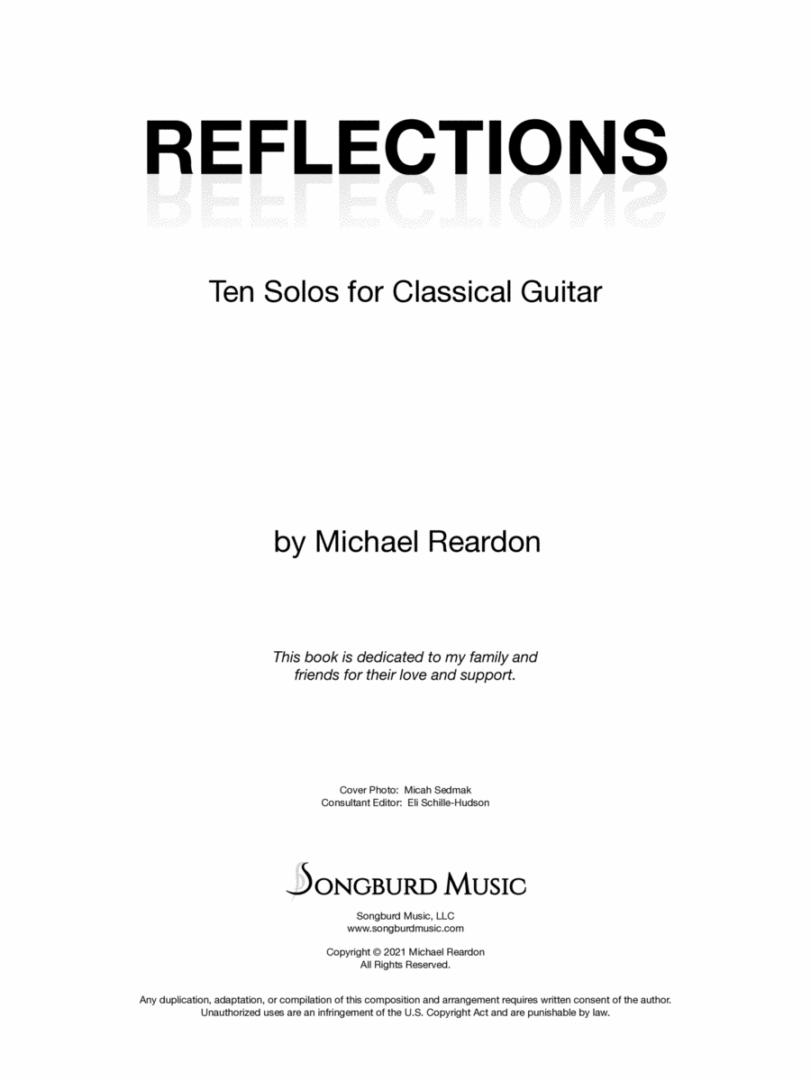 Reflections: Ten Solos for Guitar Acoustic Guitar scores gallery preview page 1