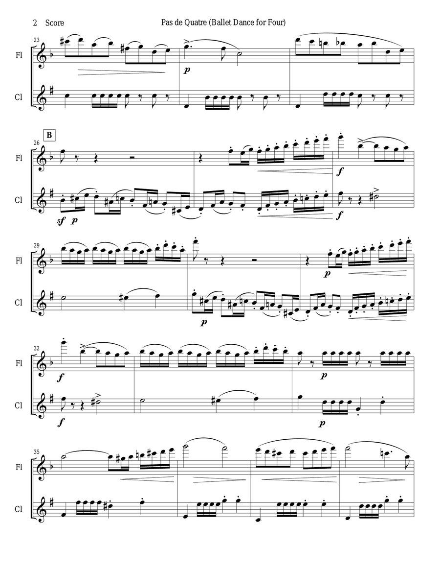Verdi - Ballet Music for flute and clarinet duet (Jerusalem, Act III) Woodwind Duet scores gallery preview page 2