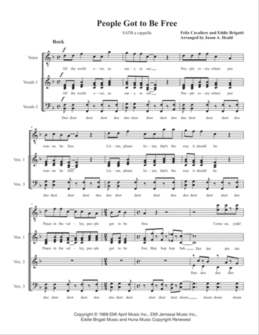 People Got To Be Free People Got To Be Free 4-Part scores gallery preview page 3