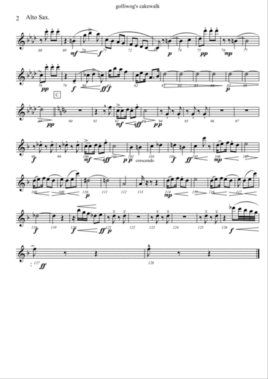 Golliwogg's Cakewalk - for Saxophone Quartet SATB Saxophone Quartet scores gallery preview page 2