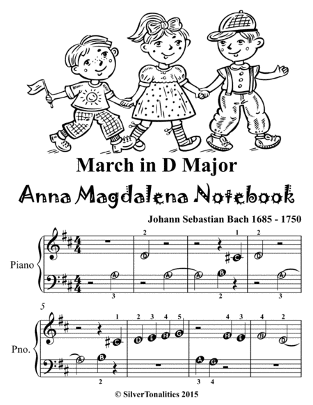 March In D Major Anna Magdalena Notebook Beginner Piano Sheet Music 2nd Edition