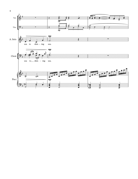 America, the Beautiful (SATB choir, piano, alto solo, brass quartet) image number null