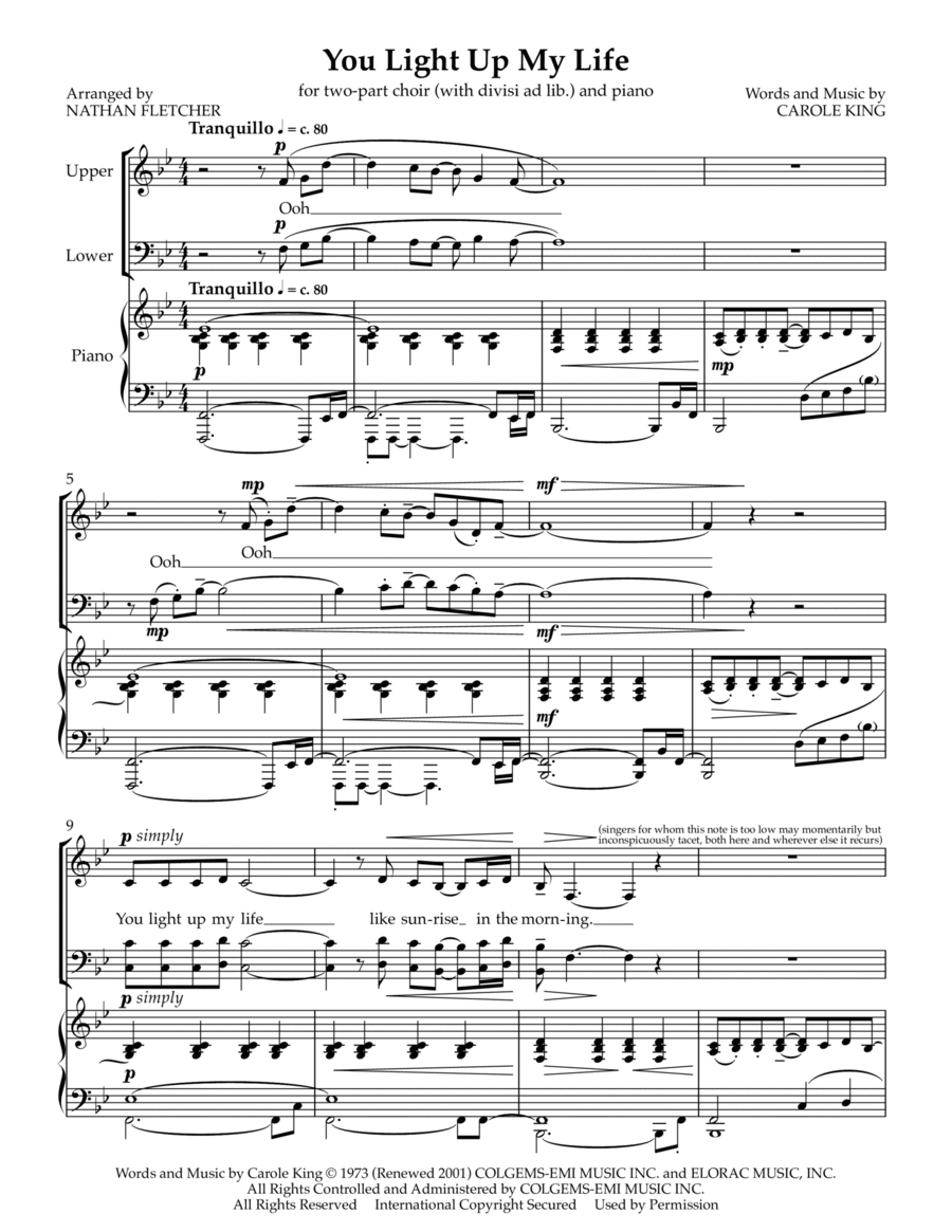 You Light Up My Life 2-Part scores gallery preview page 1