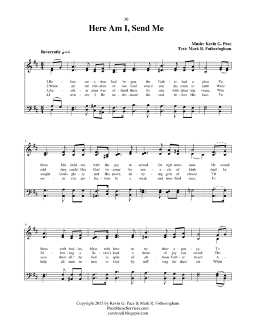 Here Am I, Send Me - an original hymn for SATB voices 4-Part scores gallery preview page 2