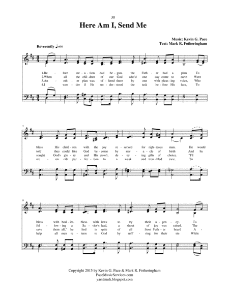 Here Am I, Send Me - an original hymn for SATB voices image number null