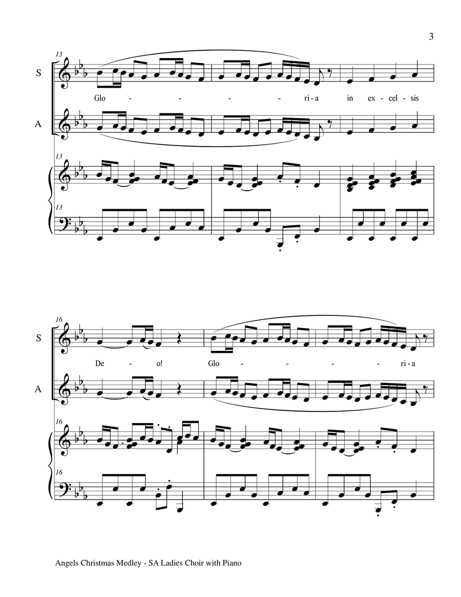 ANGELS CHRISTMAS MEDLEY (for SA Ladies Choir with Piano) SA scores gallery preview page 4
